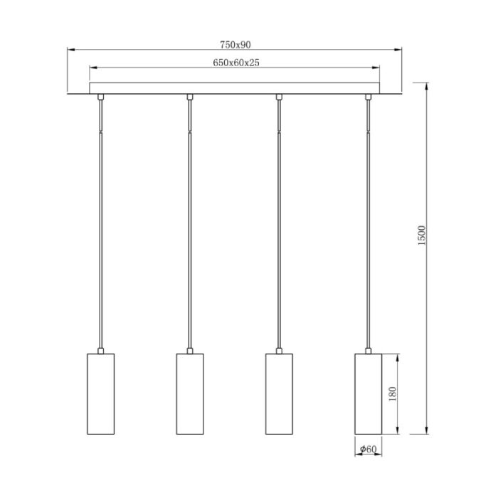 Visilica MARLEY 4xGU10 Rusty 312400424 dimenzije