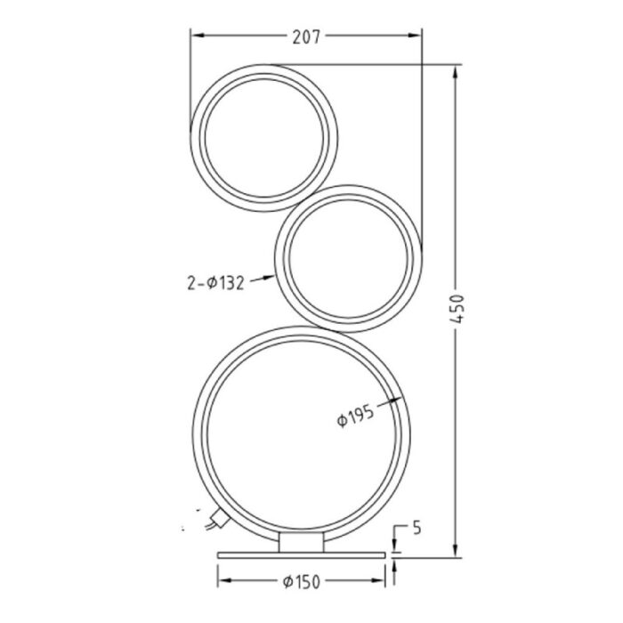 LED Stona lampa RONDO Crna 522610332 dimenzije