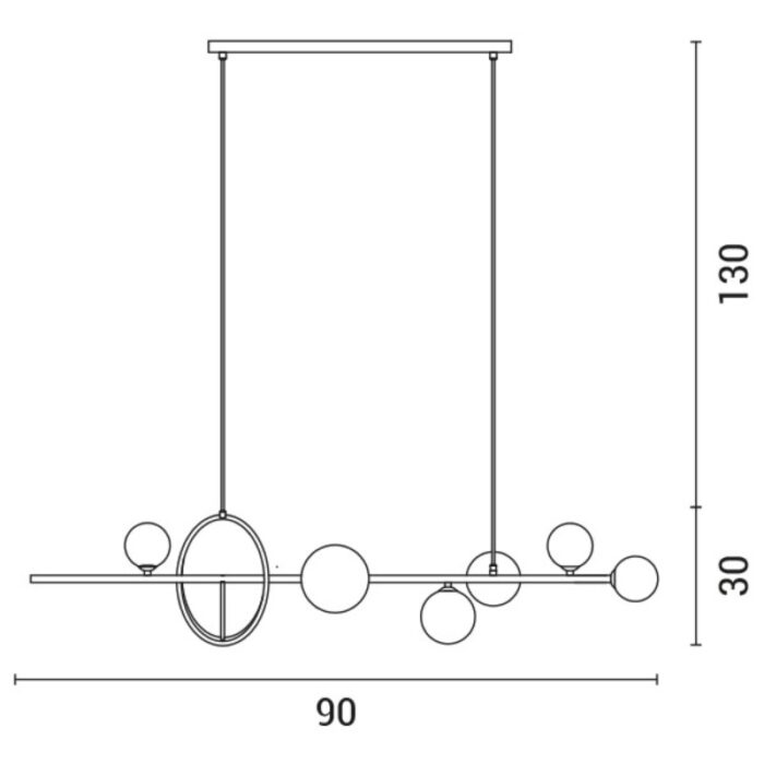 LED VISILICA 6XG9 CRNA-ZLATNA 144-26000 dimenzije