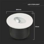 UGRADNA LAMPA 3W 4000K IP20 SKU 211208 VTAC dimenzije