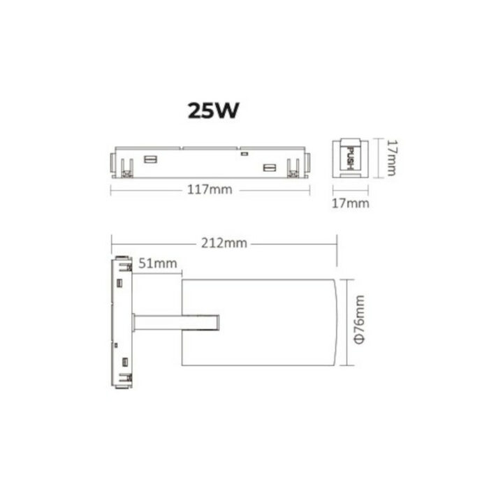 Magnetna šinska LED top svetiljka Dual White MS2-25B-RF-3