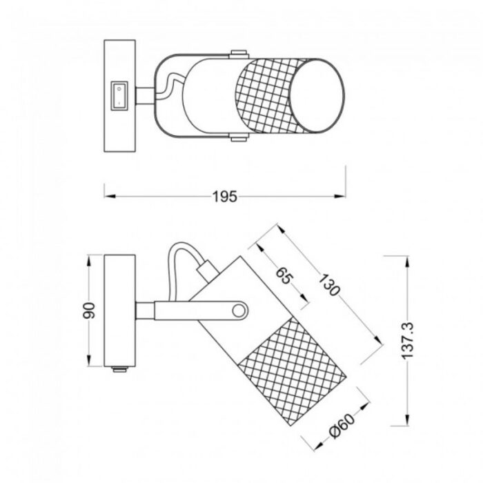 SPOT LAMPA TOSH 1xE14 804370134 dimenzije