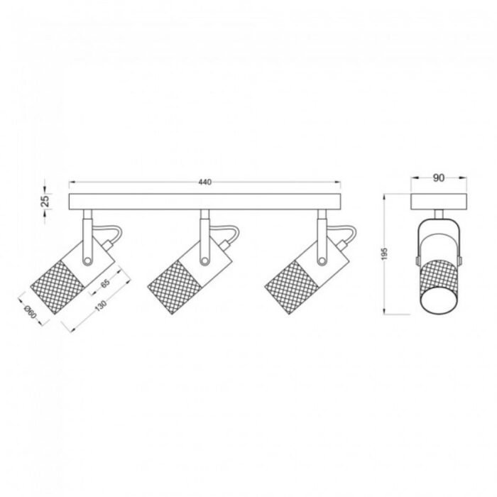 SPOT LAMPA TOSH 3xE14 804300334 dimenzije