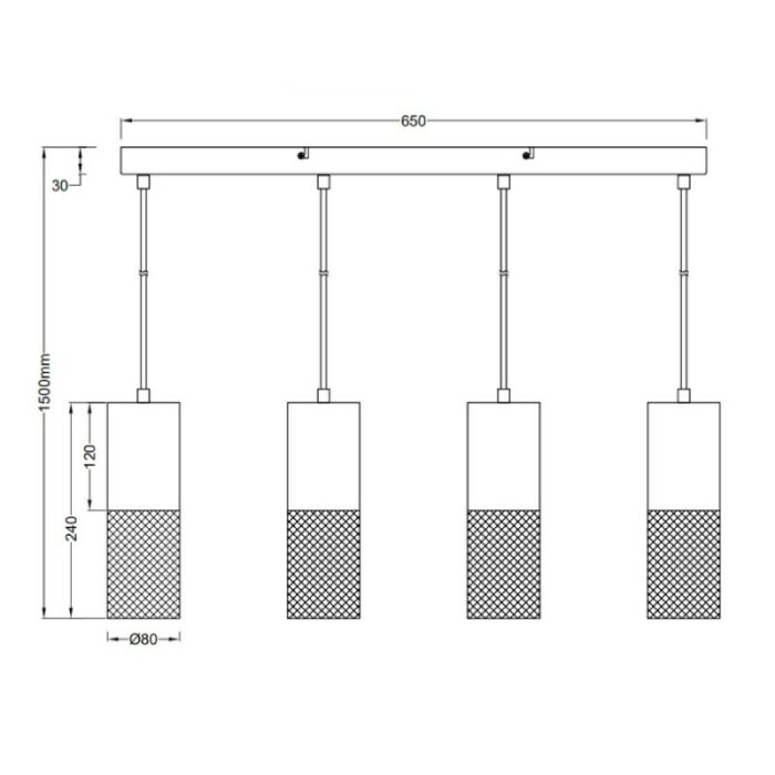 VISILICA TOSH 4xE27 304300434 dimenzije