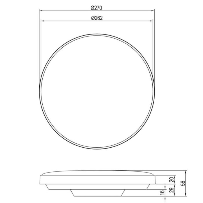 LED PLAFONJERA SPICA 18W 4000K IP44 R67851101 dimenzije