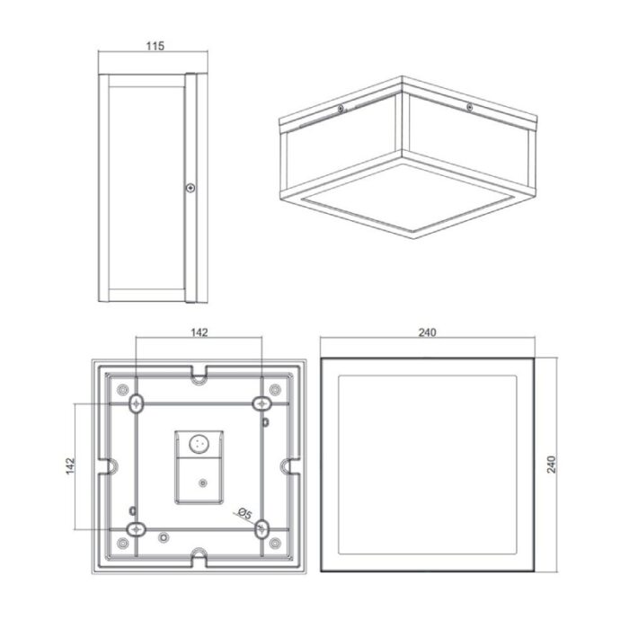 PLAFONJERA GARONNE 2XE27 IP44 601860242 dimenzije