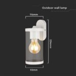 ZIDNA LAMPA 1XE27 SKU 23020 BELA dimenzije