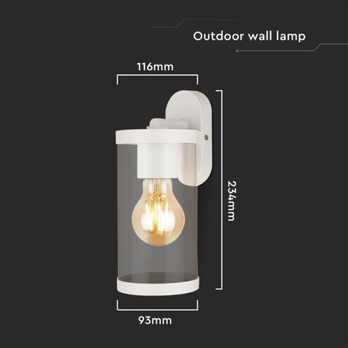 ZIDNA LAMPA 1XE27 SKU 23020 BELA dimenzije