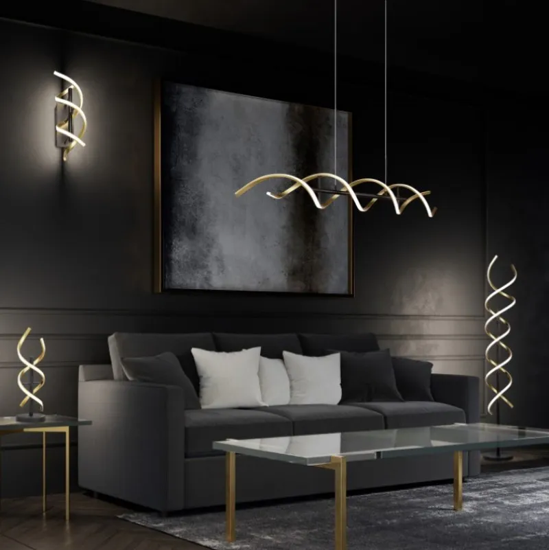 LED luster u crno-zlatnoj boji za modernu dnevnu sobu